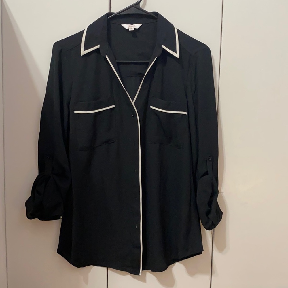 Black button down with white lining